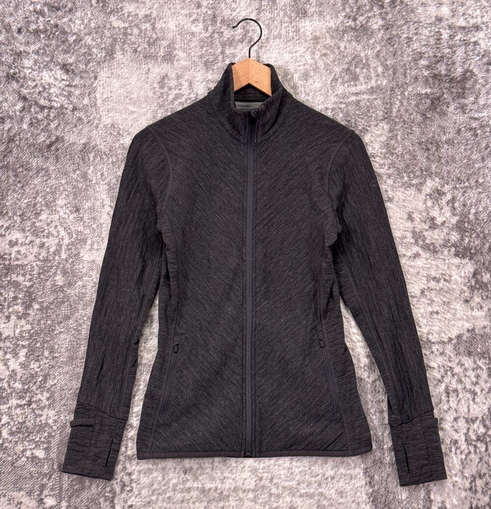 Icebreaker Descender Full Zip Jacket Small Womens Gray Performance Merino Wool